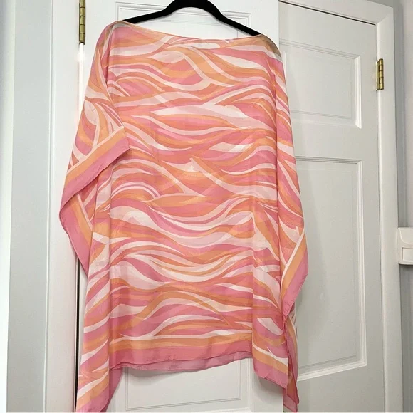 Michael Kors 100%Silk Pink & Orange Swim Coverup - Picture 4 of 6